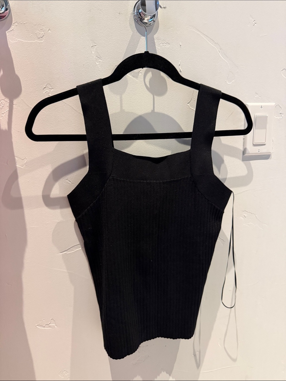 Ann Taylor Black Ribbed Square-Neck Tank Dress